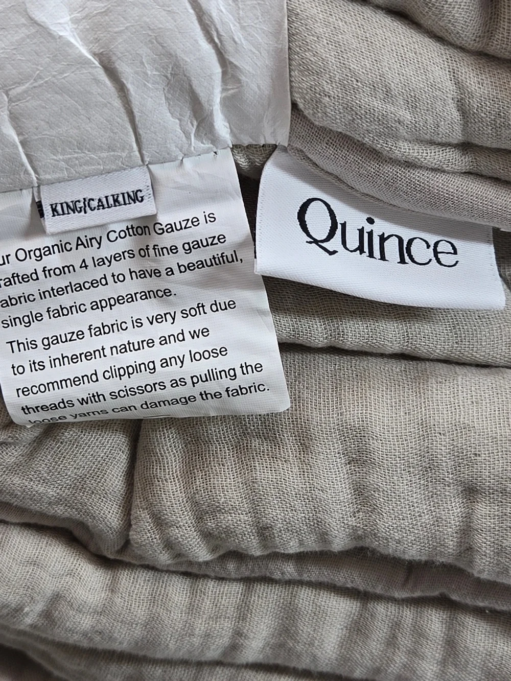 NWT QUINCE Organic Airy Gauze Dream Quilt King/Cal King Fog Grey 8521
